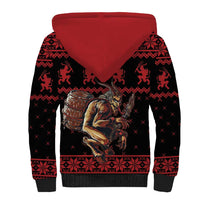 Merry Krampus Creepy Christmas Holiday Sherpa Hoodie Red Version - Wonder Print Shop