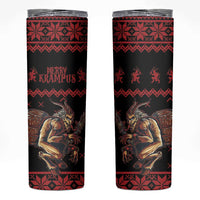 Merry Krampus Creepy Christmas Holiday Skinny Tumbler Red Version - Wonder Print Shop