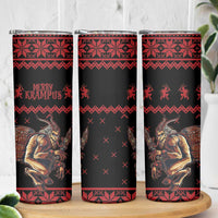 Merry Krampus Creepy Christmas Holiday Skinny Tumbler Red Version - Wonder Print Shop