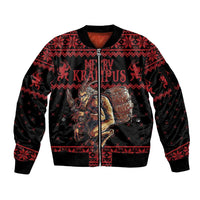 Merry Krampus Creepy Christmas Holiday Sleeve Zip Bomber Jacket Red Version - Wonder Print Shop