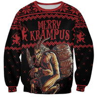 Merry Krampus Creepy Christmas Holiday Sweatshirt Red Version - Wonder Print Shop