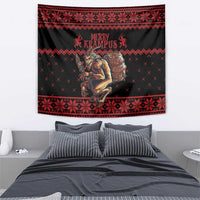 Merry Krampus Creepy Christmas Holiday Tapestry Red Version - Wonder Print Shop
