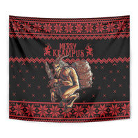 Merry Krampus Creepy Christmas Holiday Tapestry Red Version - Wonder Print Shop