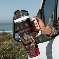 Merry Krampus Creepy Christmas Holiday Tumbler With Handle Red Version - Wonder Print Shop