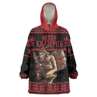 Merry Krampus Creepy Christmas Holiday Wearable Blanket Hoodie Red Version - Wonder Print Shop