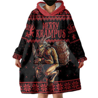 Merry Krampus Creepy Christmas Holiday Wearable Blanket Hoodie Red Version - Wonder Print Shop