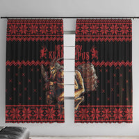 Merry Krampus Creepy Christmas Holiday Window Curtain Red Version - Wonder Print Shop