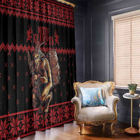 Merry Krampus Creepy Christmas Holiday Window Curtain Red Version - Wonder Print Shop