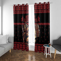Merry Krampus Creepy Christmas Holiday Window Curtain Red Version - Wonder Print Shop