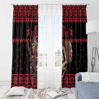 Merry Krampus Creepy Christmas Holiday Window Curtain Red Version - Wonder Print Shop
