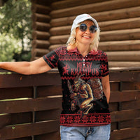 Merry Krampus Creepy Christmas Holiday Women Polo Shirt Red Version - Wonder Print Shop
