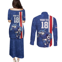 Cape Verde Football Custom Couples Matching Puletasi and Long Sleeve Button Shirt Pride Of The Islands - Wonder Print Shop