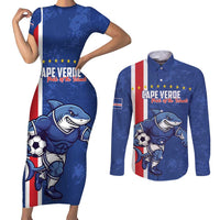Cape Verde Football Custom Couples Matching Short Sleeve Bodycon Dress and Long Sleeve Button Shirt Pride Of The Islands - Wonder Print Shop