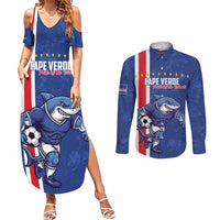 Cape Verde Football Custom Couples Matching Summer Maxi Dress and Long Sleeve Button Shirt Pride Of The Islands - Wonder Print Shop