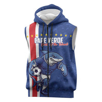 Cape Verde Football Custom Sleeveless Zip Hoodie Pride Of The Islands - Wonder Print Shop