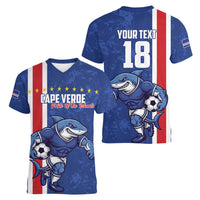 Cape Verde Football Custom Women V-Neck T-Shirt Pride Of The Islands - Wonder Print Shop