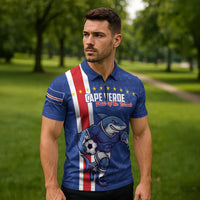 Cape Verde Football Custom Zipper Polo Shirt Pride Of The Islands - Wonder Print Shop