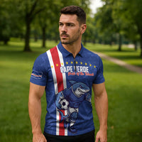 Cape Verde Football Custom Zipper Polo Shirt Pride Of The Islands - Wonder Print Shop
