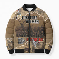 Tuskegee Airmen Tribute Bomber Puffer Jacket Black History Air Force LT18