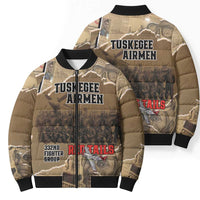 Tuskegee Airmen Tribute Bomber Puffer Jacket Black History Air Force - Wonder Print Shop