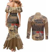 Tuskegee Airmen Tribute Couples Matching Mermaid Dress and Long Sleeve Button Shirt Black History Air Force - Wonder Print Shop