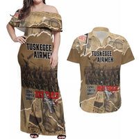 Tuskegee Airmen Tribute Couples Matching Off Shoulder Maxi Dress and Hawaiian Shirt Black History Air Force - Wonder Print Shop