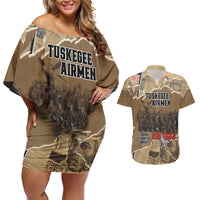 Tuskegee Airmen Tribute Couples Matching Off Shoulder Short Dress and Hawaiian Shirt Black History Air Force LT18
