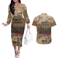 Tuskegee Airmen Tribute Couples Matching Off The Shoulder Long Sleeve Dress and Hawaiian Shirt Black History Air Force LT18