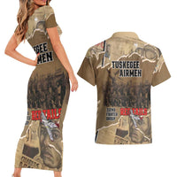 Tuskegee Airmen Tribute Couples Matching Short Sleeve Bodycon Dress and Hawaiian Shirt Black History Air Force - Wonder Print Shop