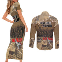 Tuskegee Airmen Tribute Couples Matching Short Sleeve Bodycon Dress and Long Sleeve Button Shirt Black History Air Force LT18