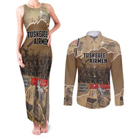 Tuskegee Airmen Tribute Couples Matching Tank Maxi Dress and Long Sleeve Button Shirt Black History Air Force - Wonder Print Shop