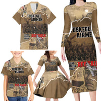 Tuskegee Airmen Tribute Family Matching Long Sleeve Bodycon Dress and Hawaiian Shirt Black History Air Force - Wonder Print Shop