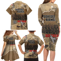 Tuskegee Airmen Tribute Family Matching Long Sleeve Bodycon Dress and Hawaiian Shirt Black History Air Force LT18