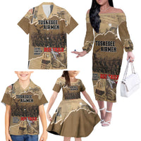 Tuskegee Airmen Tribute Family Matching Off The Shoulder Long Sleeve Dress and Hawaiian Shirt Black History Air Force LT18