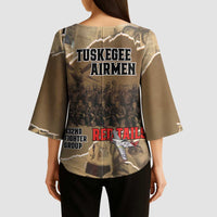 Tuskegee Airmen Tribute Kimono Sleeve Blouse Black History Air Force LT18
