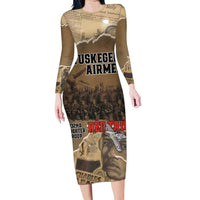 Tuskegee Airmen Tribute Long Sleeve Bodycon Dress Black History Air Force - Wonder Print Shop