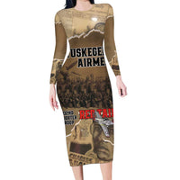 Tuskegee Airmen Tribute Long Sleeve Bodycon Dress Black History Air Force LT18