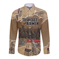 Tuskegee Airmen Tribute Long Sleeve Button Shirt Black History Air Force - Wonder Print Shop
