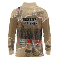 Tuskegee Airmen Tribute Long Sleeve Polo Shirt Black History Air Force LT18