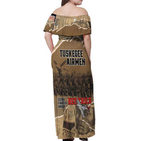 Tuskegee Airmen Tribute Off Shoulder Maxi Dress Black History Air Force LT18