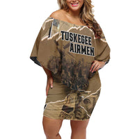 Tuskegee Airmen Tribute Off Shoulder Short Dress Black History Air Force LT18