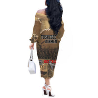 Tuskegee Airmen Tribute Off The Shoulder Long Sleeve Dress Black History Air Force LT18