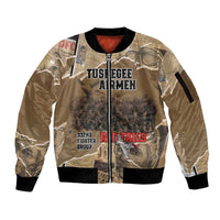 Tuskegee Airmen Tribute Sleeve Zip Bomber Jacket Black History Air Force - Wonder Print Shop