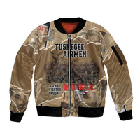Tuskegee Airmen Tribute Sleeve Zip Bomber Jacket Black History Air Force LT18