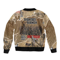 Tuskegee Airmen Tribute Sleeve Zip Bomber Jacket Black History Air Force - Wonder Print Shop