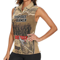 Tuskegee Airmen Tribute Women Sleeveless Polo Shirt Black History Air Force - Wonder Print Shop