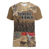 Tuskegee Airmen Tribute Women V-Neck T-Shirt Black History Air Force LT18
