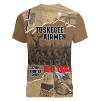 Tuskegee Airmen Tribute Women V-Neck T-Shirt Black History Air Force LT18