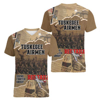 Tuskegee Airmen Tribute Women V-Neck T-Shirt Black History Air Force LT18