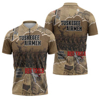 Tuskegee Airmen Tribute Zipper Polo Shirt Black History Air Force - Wonder Print Shop